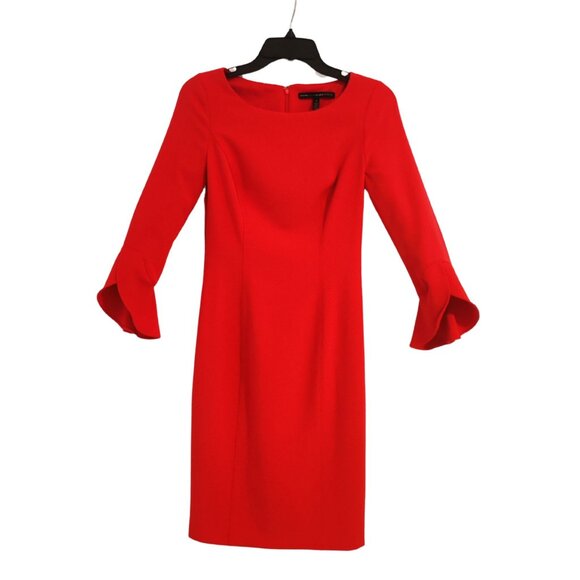 🎄Christmas Red Dress ✨ White House Black Market – Sheath, Bell Sleeves – Size 0 - Picture 2 of 4